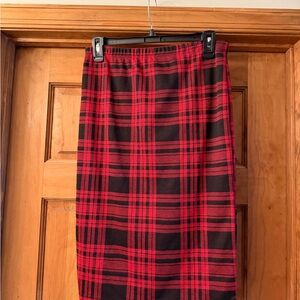 Olivia Rae Red and Black Plaid Pencil Skirt